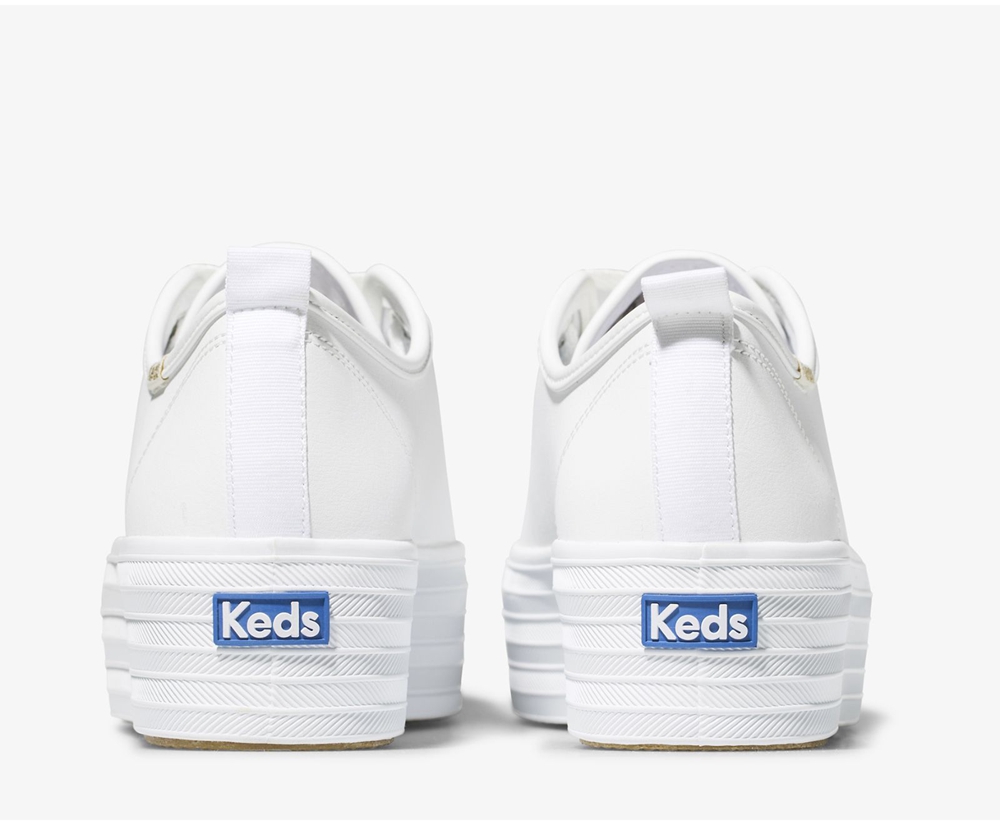 Keds Sneakers White - Triple Up Leather - Womens BAURIX-358